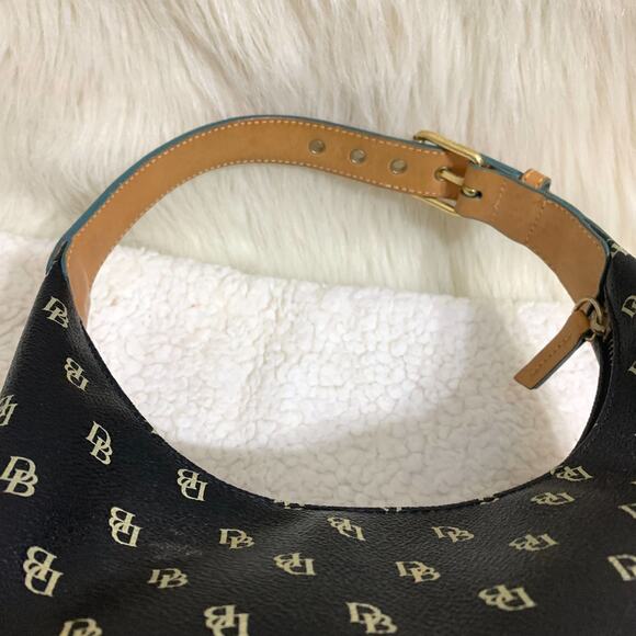 DOONEY AND BOURKE Vintage Black Signature Coated Canvas Bucket Hobo - Picture 11 of 16